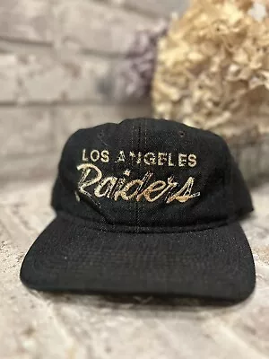 Vintage 90s Los Angeles Raiders Snapback Script Hat 100% Wool Youngan Snap • $64.99