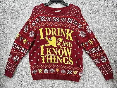 $15 • Buy Game Of Thrones Maroon I Drink And I Know Things Ugly Christmas Sweater Mens L