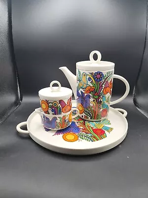 Vintage Villeroy & Boch ACAPULCO Serving Platter & Tea Set W/ Birds & Flowers • $249.99