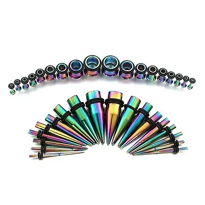 36pc Anodized Titanium Ear Stretching Kit Plugs & Tapers Set 14G - 00G • $18.74