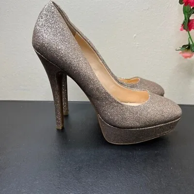 Jessica Simpson Gold Sparkly Platform Heels Womens 8.5 NYE Party Cocktail • $21.60
