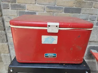 Vintage Thermos Brand Red Metal Cooler/Ice Chest-Camping Key West Beach • $49.99