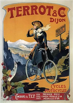 Cycles Terrot 1905 Vintage French Poster Canvas Giclee 24x32 In. • $57.72