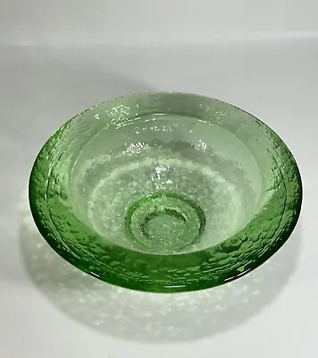 Vintage Fire & Light Recycled Glass 10.5  Wide-Lipped Olive Green Heavy Bowl • $499.89