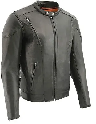 MILWAUKEE LEATHER MEN'S SCOOTER BLACK VENTED LEATHER JACKET W/ SIDE LACES - SAMS • $199.99