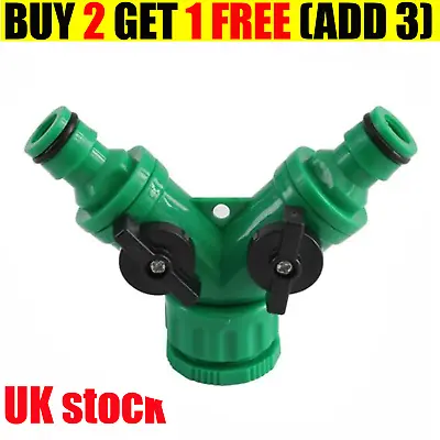 2-Way Hose Pipe Valve Water Splitter Y-shaped Garden Tap Connector Adaptor 3/4  • £6.26