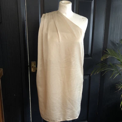 £32 • Buy ACNE Cream Satin  One Shoulder Dress Tunic Kaftan UK 10 Excellent Condition