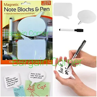 £2.98 • Buy 2Type Magnetic Dry Erase Fridge Magnet Note Memo Message Block Reusable With Pen