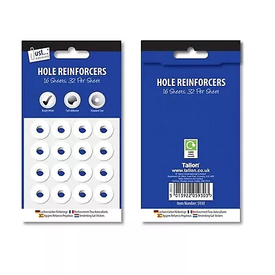 Punch Hole Reinforcer Rings Self Adhesive Documents File Labels Filing Office • £2.74