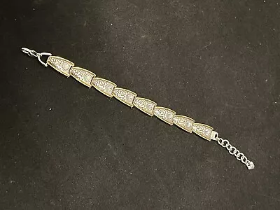 Brighton ARIES Silver Scrolled Crystal Gold Accent Bracelet • $16.95
