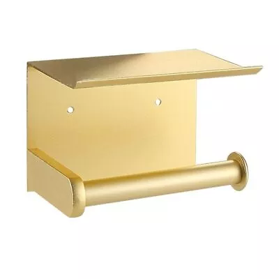 Brushed Gold Toilet Paper Holder With Phone Shelf  Bathroom • $26.93