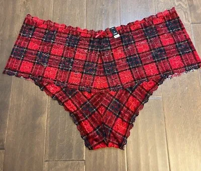 Torrid Cheeky Plaid Green Red Lace Panty Underwear 5 NWT • £11.57
