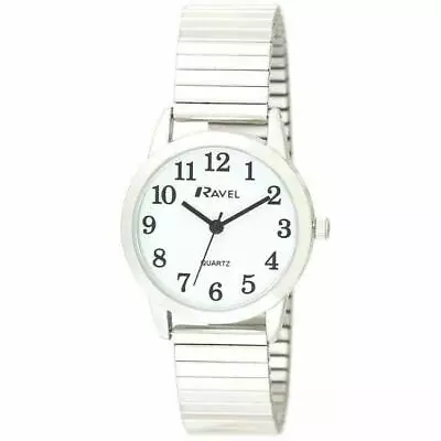 Ravel Men's Bold Number White Dial Silver Expander Bracelet Watch R0232.01.1 • £19.99