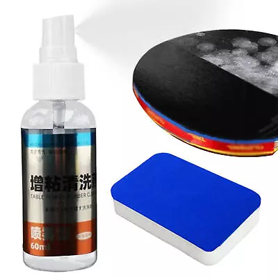 Table Tennis Racket Cleaner 60ml PingPong Paddle Cleaner With 2-Sided Sponge • $19.29