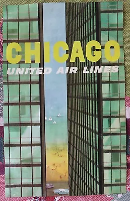 1950's United Airlines Chicago Travel Poster Stan Galli • $24.99