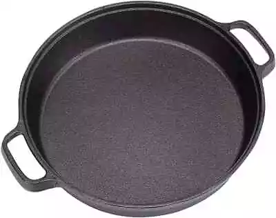 25cm Pre-Seasoned Frying Pan Oven Outdoor/Home Cooking Paella Cast Iron Skillet • £14.95