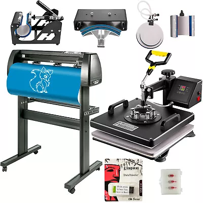 VEVOR 6 In 1 Heat Press 15 X15  Sublimation Machine Vinyl Cutter/Plotter Cutting • $457.99