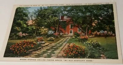 Vintage 1940's Postcard Rear Garden At   My Old Kentucky Home   Bardstown KY • $3.93