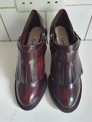 £21.99 • Buy Clarks Narrative Uk 5 Eu 38 Womens Oxblood Red Leather Smart Heels Court Shoes