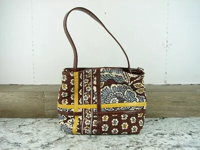 Vera Bradley Slate Blooms Purse Shoulder Bag Brown Blue Yellow Quilted 9 X10  • $15