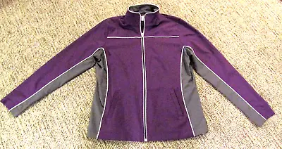 Womens Size Medium M Made For Life Purple/Gray Full Zip Long Sleeve Jacket NICE! • $15.99