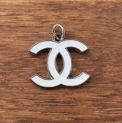 Chanel Silver And White Charm ; 25mm • $20