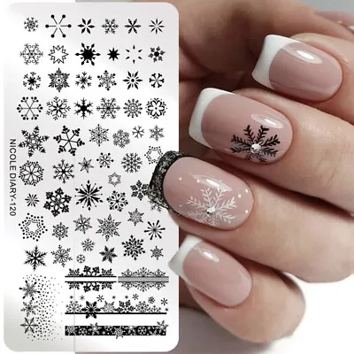 NICOLE DIARY Nail Stamping Plates French Line Christmas Image Printing Templates • £1.79