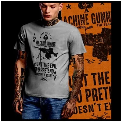 $19.99 • Buy Machine Gunner T-shirt Hunt Evil Tactical Assault Combat Specialist Infantryman 
