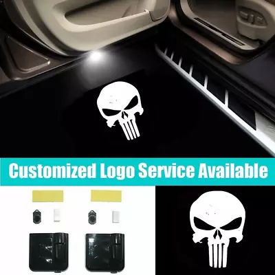 2Pcs LED Car Door White Punisher Skull Logo Welcome Laser Projector Shadow Light • $17.99