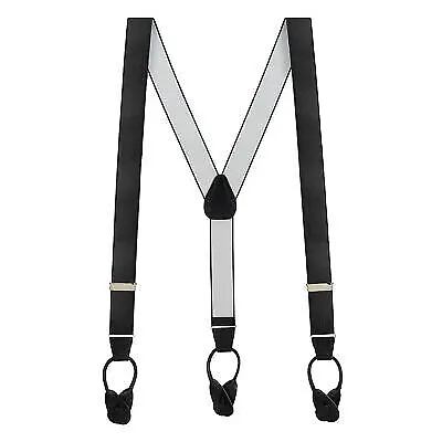 SuspenderStore French Satin Elastic Suspenders - BUTTON - 5 Colors & 3 Sizes • $34.95