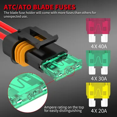 4x 12V 12AWG Blade Marine Fuse Holder With 20/30/40 Amp Inline Fuse Waterproof • $15.28