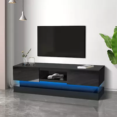 63in BLACK Morden TV Stand LED Lights TV Cabinet Assembled Bedroom Lounge Room • $227.24