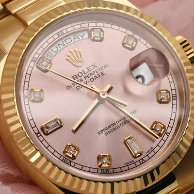Rolex Presidential 36mm Day Date Pink 8+2 Diamond Dial 18k Yellow Gold Watch • $18000