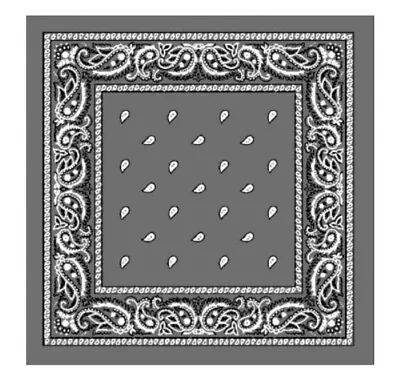 Grey Paisley Cotton Plain Bandana Biker Neck Scarf Fancy Dress Party AccessoryUK • £2.99