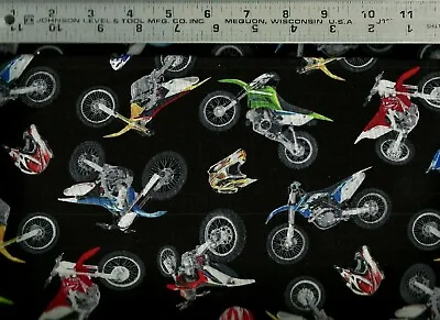 Elizabeth Studio ~ Motocross Motorcycle Dirt Bikes 100% Cotton Quilt Fabric BTY • $16.99