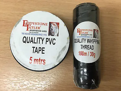 WHIPPING  THREAD QUALITY 100 Metres & FREE PVC TAPE 5 Metres BLACK   • £2.99