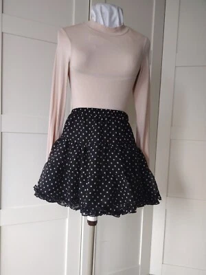 £0.99 • Buy NEW Mini Skirt Size 8 Layered With Frill Black Polka Dot