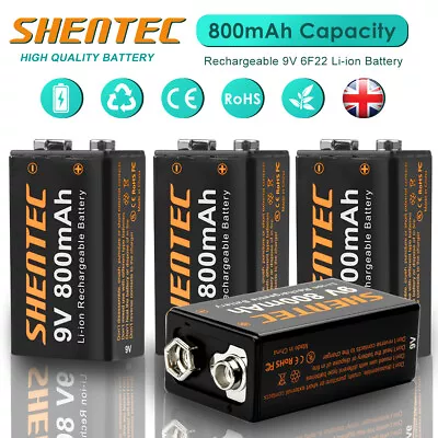 £54.90 • Buy 9V 6F22 Battery 9Volt PP3 Block Li-ion Rechargeable Battery + 4 Slot USB Charger