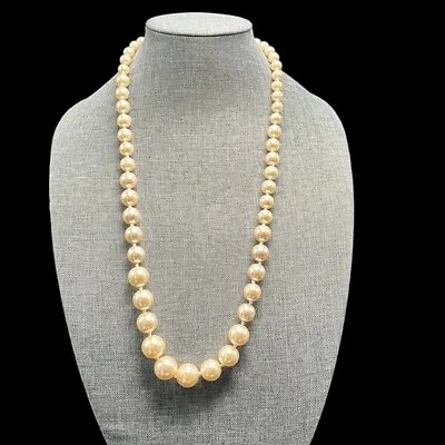 Faux Pearl Necklace Ivory Graduated Costume Jewelry Vintage 31  Length • $10.78