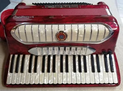 Stradavox Piano Accordion Multi Registers Red With Pearl Keys Electric Italy. • $2100