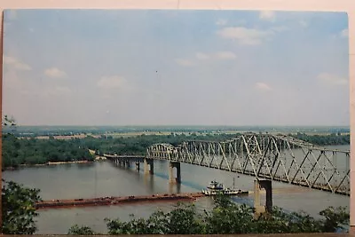 Missouri MO Hannibal Mark Twain Memorial Bridge Mississippi River Postcard Old • $0.50