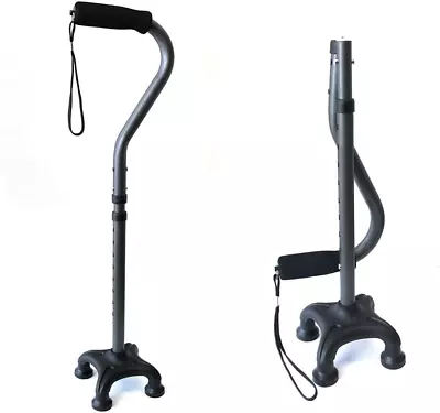 Adjustable Folding Quad Cane For Right Or Left Hand Use Lightweight Self  • $29.07