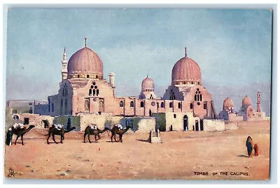 C1910 Camel Tombs Of The Caliphs Picturesque Egypt Oilette Tuck Art Postcard • £9.37