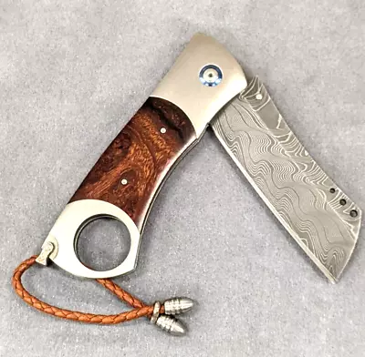 William Henry Havana Cigar Cutter Pocket Knife Titanium And Damascus Steel NEW • $1150