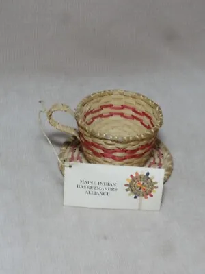 Maine Penobscot Indian Handmade Ash 'Teacup' Basket 1998 W/ Tag • $335