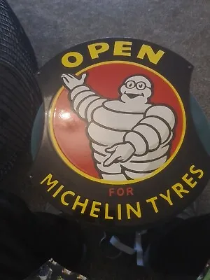 Michelin Enamel Sign Michelin Tyres Open Advertising Sign • £49.99