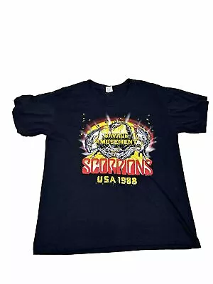 Scorpions Vintage Concert T Shirt 1988 Sz L SAVAGE AMUSEMENT Tour Rock Metal 80s • $106.25