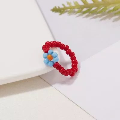 New Cute Colorful Flower Beads Rings Finger Handmade Women Summer Jewellery Hot • $0.73