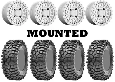 Kit 4 Maxxis Roxxzilla Tires 35x10-15 On Black Rhino Parker Silver Narrow H700 • $2184.57