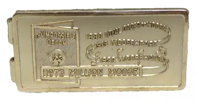 Moose Lodge 1973 Money Clip Gold Tone Metal Million Moose Patent 3049772 Anson • $10